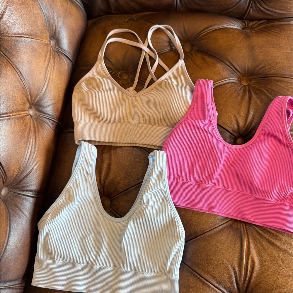 3 aerie Ribbed Scoop Bralettes